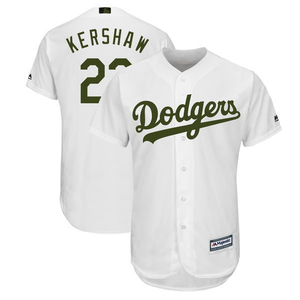 Men's Los Angeles Dodgers #22 Clayton Kershaw White 2018 Memorial Day Cool Base Stitched MLB Jersey